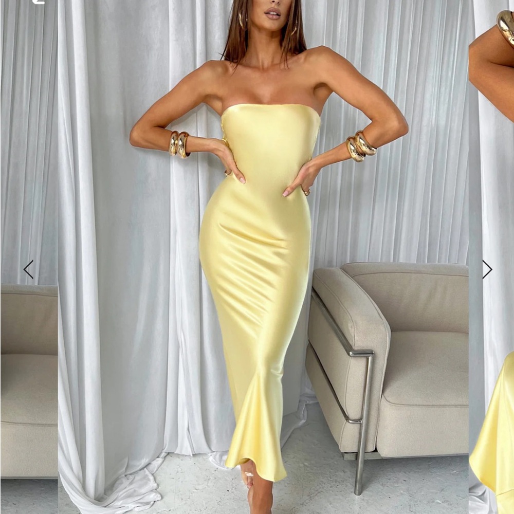 Yellow Satin Maxi Dress